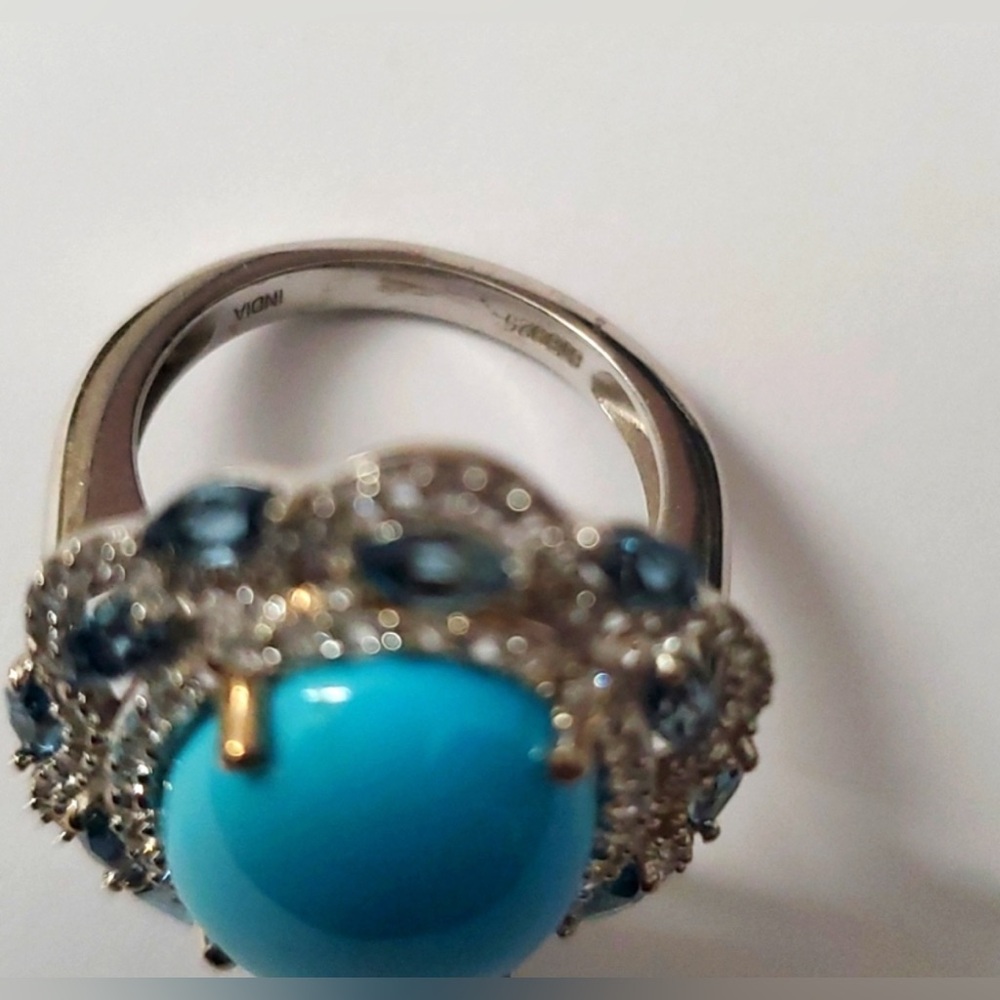 VIDEO / 9.80 Cttw Sterling Silver 925 Arizona Sleeping Beauty Turquoise Ring - Picture 4 of 8